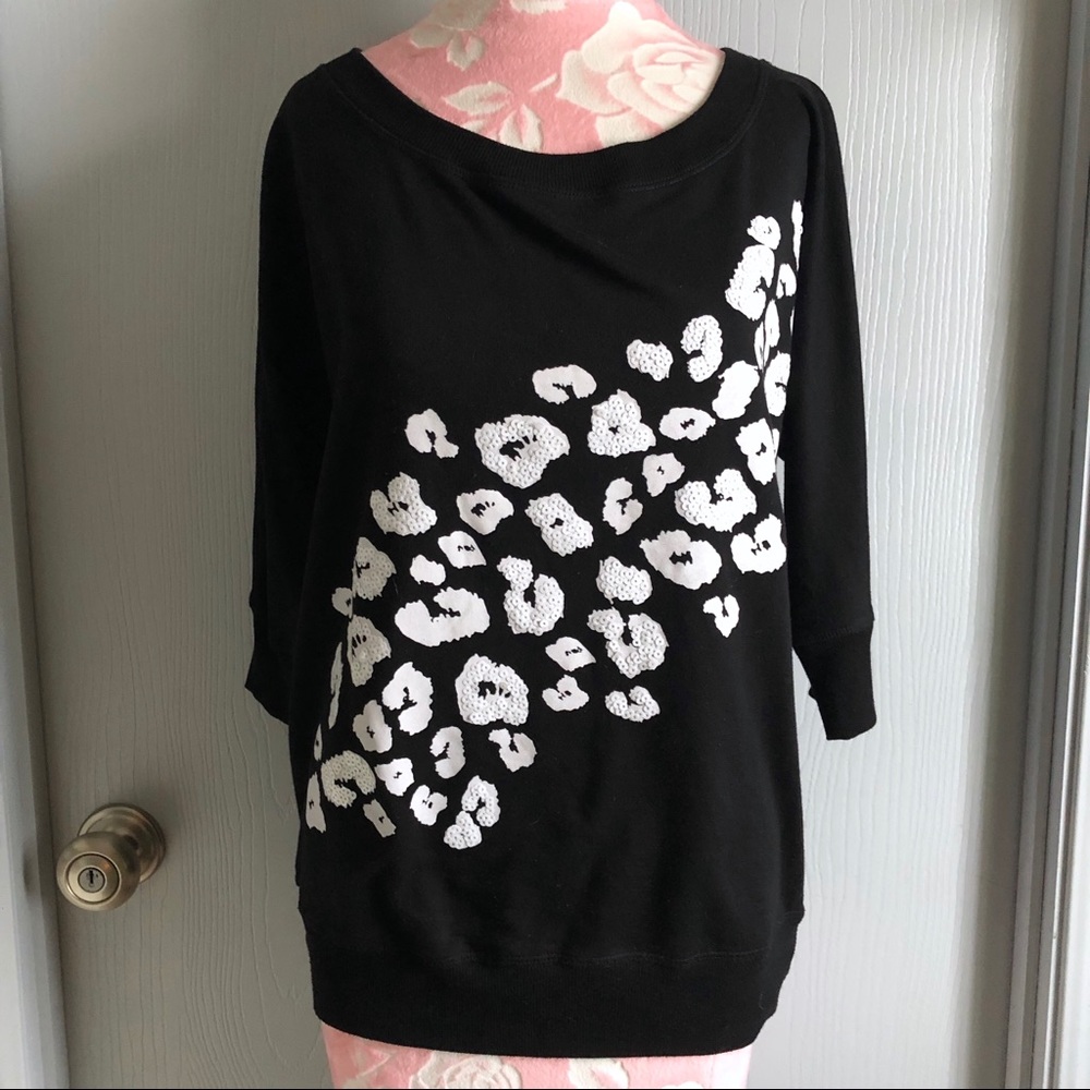 Leopard Print Dolman Sleeve Fashion Sweatshirt
